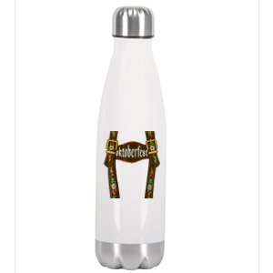 Lederhosen Suspenders Oktoberfest Bavarian Munich Beer Stainless Steel Insulated Water Bottle