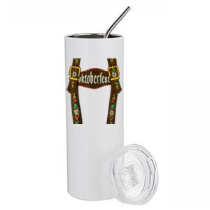 Lederhosen Suspenders Oktoberfest Bavarian Munich Beer Stainless Steel Tumbler