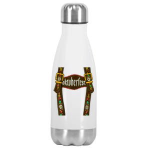 Lederhosen Suspenders Oktoberfest Bavarian Munich Beer Stainless Steel Insulated Water Bottle