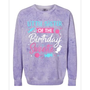 Little Sister Of The Birthday Sweetie Candy Bday Party Sis Colorblast Crewneck Sweatshirt