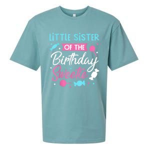 Little Sister Of The Birthday Sweetie Candy Bday Party Sis Sueded Cloud Jersey T-Shirt