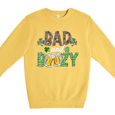 Leopard St Patrick's Day Bad And Boozy Beer Irish Premium Crewneck Sweatshirt