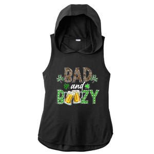 Leopard St Patrick's Day Bad And Boozy Beer Irish Ladies PosiCharge Tri-Blend Wicking Draft Hoodie Tank