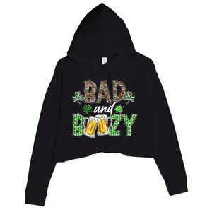 Leopard St Patrick's Day Bad And Boozy Beer Irish Crop Fleece Hoodie