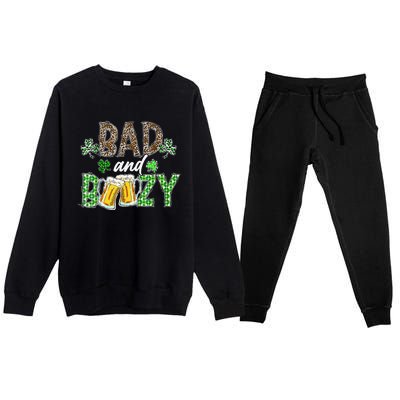 Leopard St Patrick's Day Bad And Boozy Beer Irish Premium Crewneck Sweatsuit Set