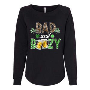 Leopard St Patrick's Day Bad And Boozy Beer Irish Womens California Wash Sweatshirt