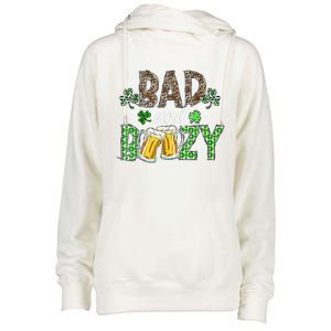 Leopard St Patrick's Day Bad And Boozy Beer Irish Womens Funnel Neck Pullover Hood