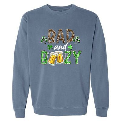 Leopard St Patrick's Day Bad And Boozy Beer Irish Garment-Dyed Sweatshirt