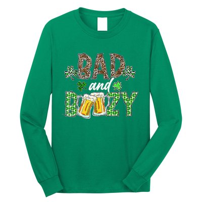 Leopard St Patrick's Day Bad And Boozy Beer Irish Long Sleeve Shirt