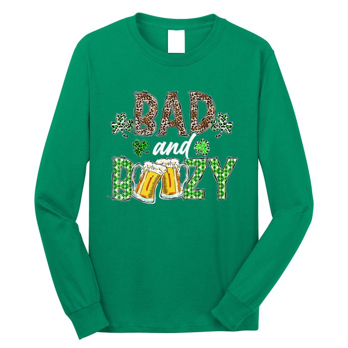 Leopard St Patrick's Day Bad And Boozy Beer Irish Long Sleeve Shirt