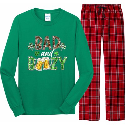 Leopard St Patrick's Day Bad And Boozy Beer Irish Long Sleeve Pajama Set