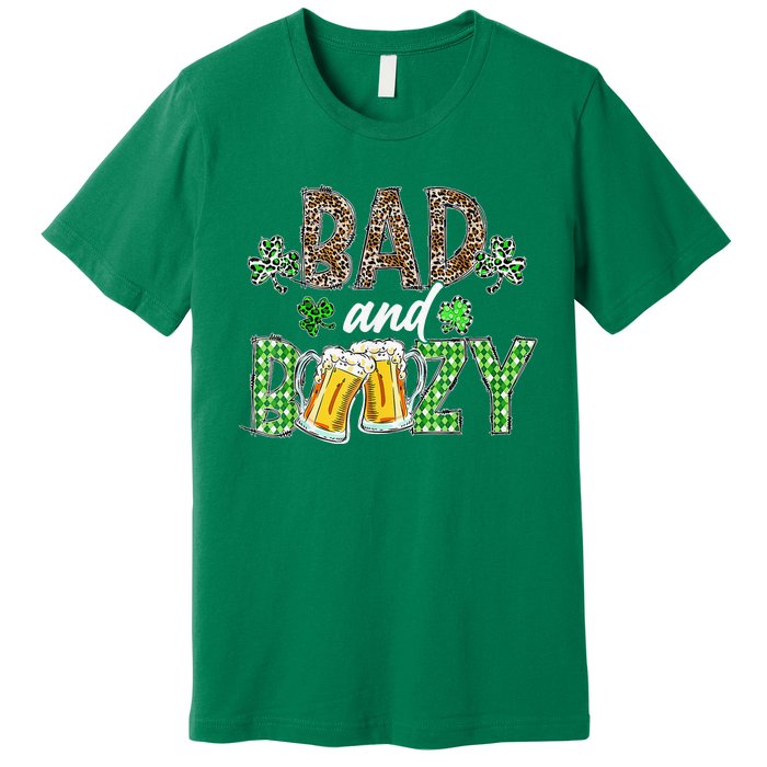 Leopard St Patrick's Day Bad And Boozy Beer Irish Premium T-Shirt