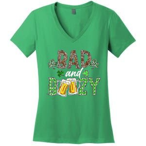 Leopard St Patrick's Day Bad And Boozy Beer Irish Women's V-Neck T-Shirt