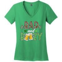 Leopard St Patrick's Day Bad And Boozy Beer Irish Women's V-Neck T-Shirt