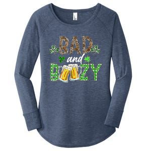 Leopard St Patrick's Day Bad And Boozy Beer Irish Women's Perfect Tri Tunic Long Sleeve Shirt