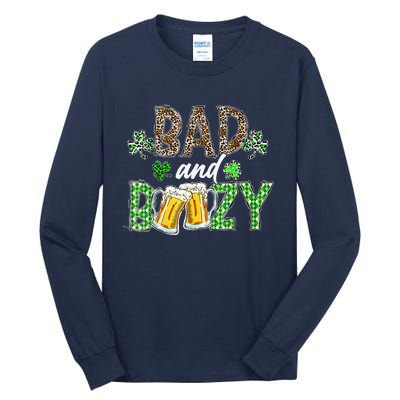 Leopard St Patrick's Day Bad And Boozy Beer Irish Tall Long Sleeve T-Shirt