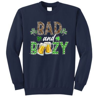 Leopard St Patrick's Day Bad And Boozy Beer Irish Tall Sweatshirt