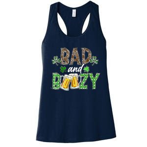 Leopard St Patrick's Day Bad And Boozy Beer Irish Women's Racerback Tank