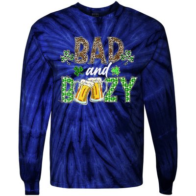 Leopard St Patrick's Day Bad And Boozy Beer Irish Tie-Dye Long Sleeve Shirt