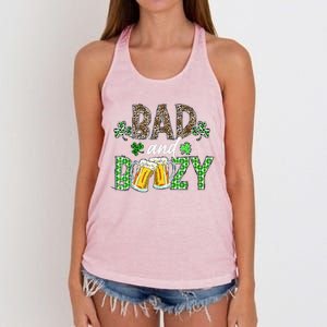 Leopard St Patrick's Day Bad And Boozy Beer Irish Women's Knotted Racerback Tank