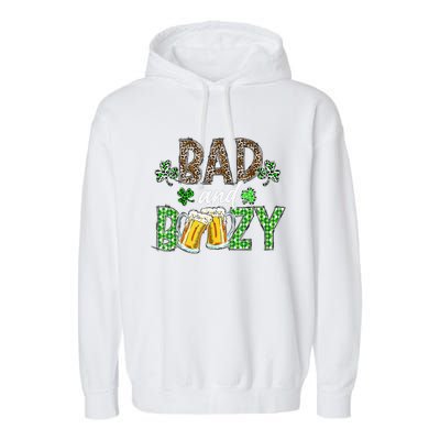 Leopard St Patrick's Day Bad And Boozy Beer Irish Garment-Dyed Fleece Hoodie