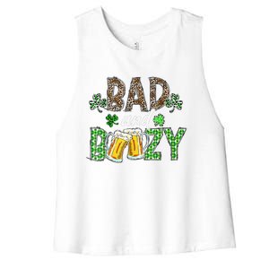 Leopard St Patrick's Day Bad And Boozy Beer Irish Women's Racerback Cropped Tank