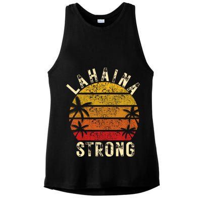 LAHAINA Strong Palm Trees Sunset Lahaina Hawaii Ladies PosiCharge Tri-Blend Wicking Tank
