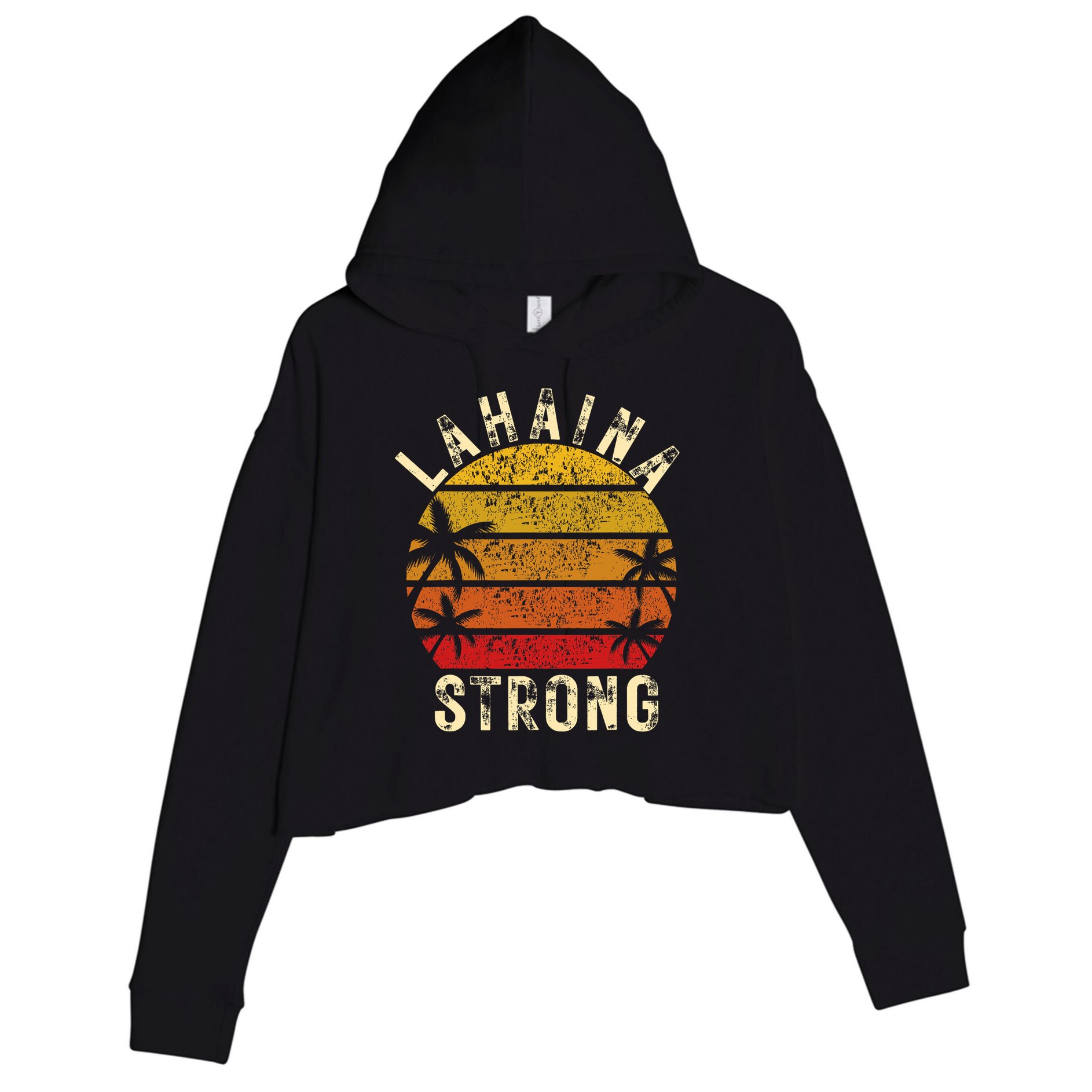 LAHAINA Strong Palm Trees Sunset Lahaina Hawaii Crop Fleece Hoodie