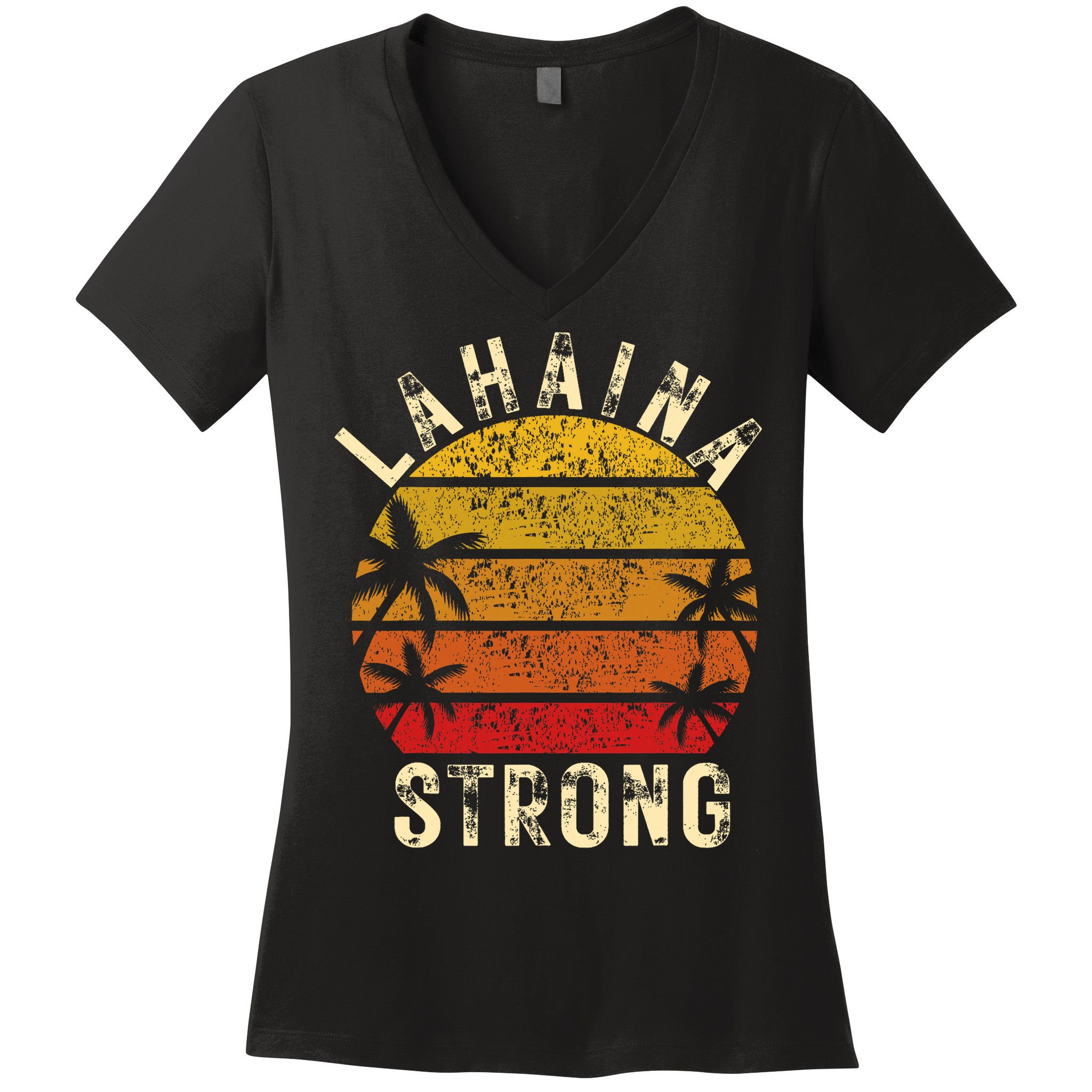LAHAINA Strong Palm Trees Sunset Lahaina Hawaii Women's V-Neck T-Shirt
