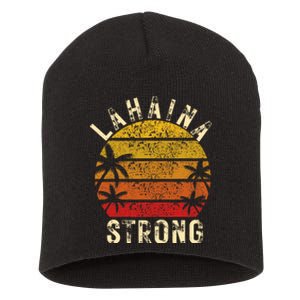 LAHAINA Strong Palm Trees Sunset Lahaina Hawaii Short Acrylic Beanie