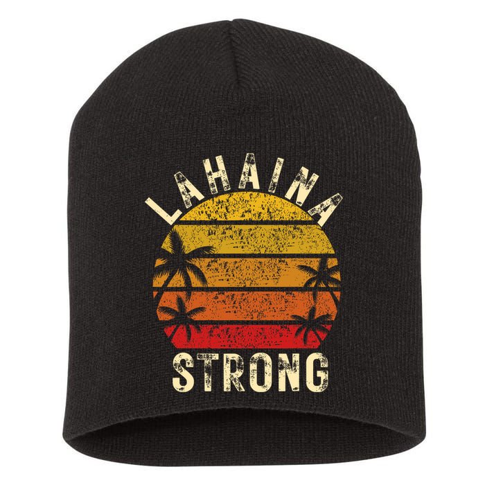 LAHAINA Strong Palm Trees Sunset Lahaina Hawaii Short Acrylic Beanie