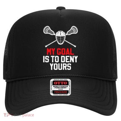 Lacrosse Sport Player Coach Funny Lacrosse Mom Dad Team Joke High Crown Mesh Back Trucker Hat