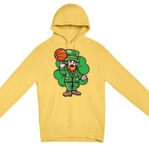 Leprechaun St Patricks Day Cool Basketball Clover Irish Gift Cute Gift Premium Pullover Hoodie