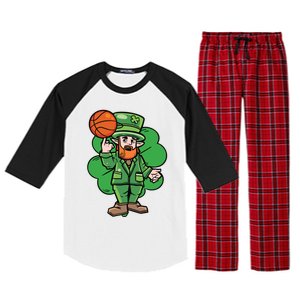 Leprechaun St Patricks Day Cool Basketball Clover Irish Gift Cute Gift Raglan Sleeve Pajama Set