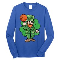 Leprechaun St Patricks Day Cool Basketball Clover Irish Gift Cute Gift Long Sleeve Shirt