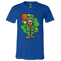 Leprechaun St Patricks Day Cool Basketball Clover Irish Gift Cute Gift V-Neck T-Shirt