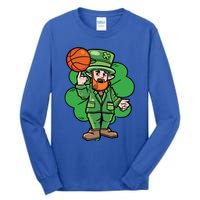 Leprechaun St Patricks Day Cool Basketball Clover Irish Gift Cute Gift Tall Long Sleeve T-Shirt