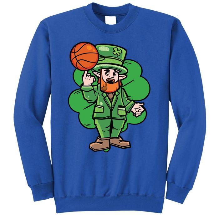 Leprechaun St Patricks Day Cool Basketball Clover Irish Gift Cute Gift Tall Sweatshirt