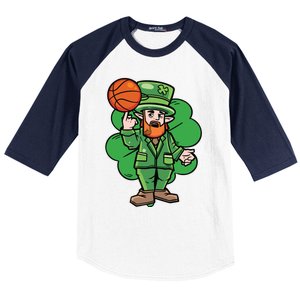 Leprechaun St Patricks Day Cool Basketball Clover Irish Gift Cute Gift Baseball Sleeve Shirt