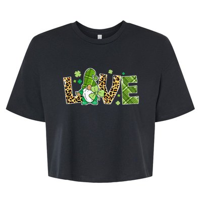 Love St Patricks Day Gnomes Shamrock Bella+Canvas Jersey Crop Tee