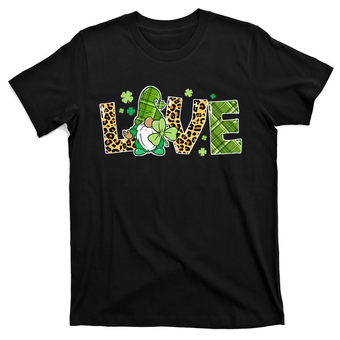 Love St Patricks Day Gnomes Shamrock T-Shirt