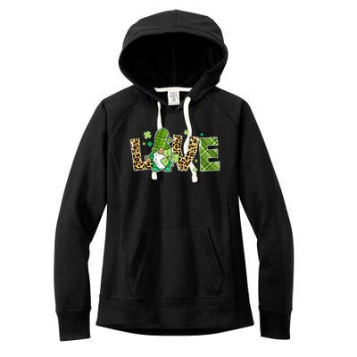 Love St Patricks Day Gnomes Shamrock Women's Fleece Hoodie