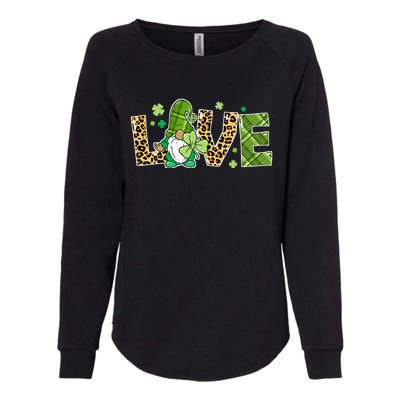 Love St Patricks Day Gnomes Shamrock Womens California Wash Sweatshirt