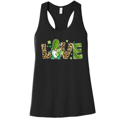 Love St Patricks Day Gnomes Shamrock Women's Racerback Tank