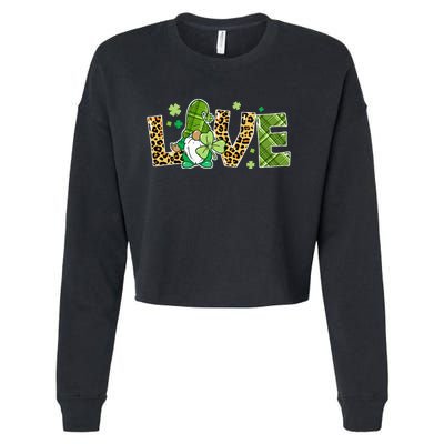 Love St Patricks Day Gnomes Shamrock Cropped Pullover Crew