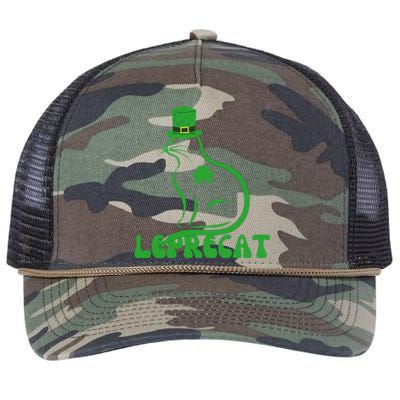 Leprecat St. Patrick’s Day Irish Shamrock Retro Rope Trucker Hat Cap