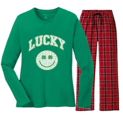 Lucky St Patricks Day Funny St Patricks Day Women's Long Sleeve Flannel Pajama Set 