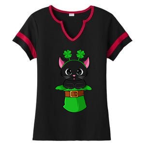 Lepurrchaun St. Patrick's Day Cat Leprechaun Shamrock Ladies Halftime Notch Neck Tee