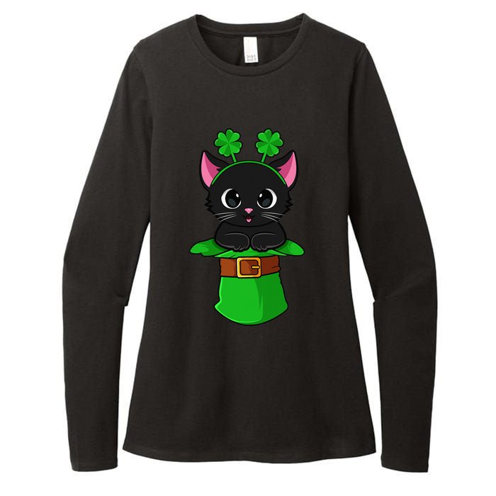 Lepurrchaun St. Patrick's Day Cat Leprechaun Shamrock Womens CVC Long Sleeve Shirt