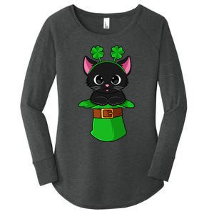 Lepurrchaun St. Patrick's Day Cat Leprechaun Shamrock Women's Perfect Tri Tunic Long Sleeve Shirt